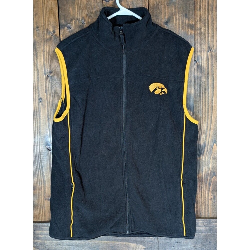 Iowa Hawkeyes Colosseum Fleece Vest Black Yellow Unisex Youth XL Womens M
